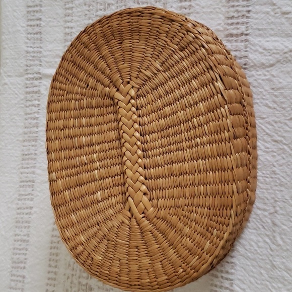 Vintage Lidded Oval Sweetgrass Trinket Basket Box, nesting basket - Picture 2 of 5